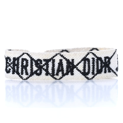 Christian Dior Woven Cotton J'Adior Friendship Bracelet White Black 4 of 5