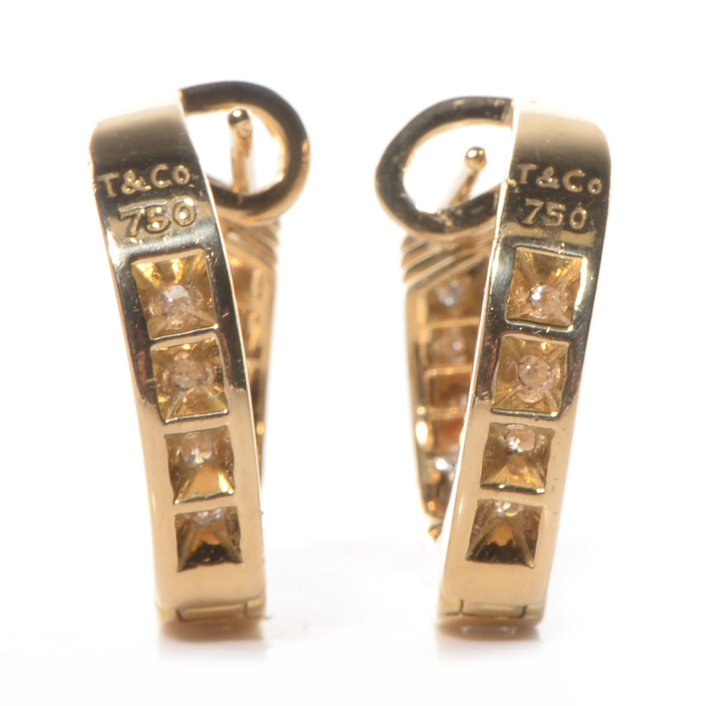 18k Yellow Gold Diamond Small Hoop Earrings