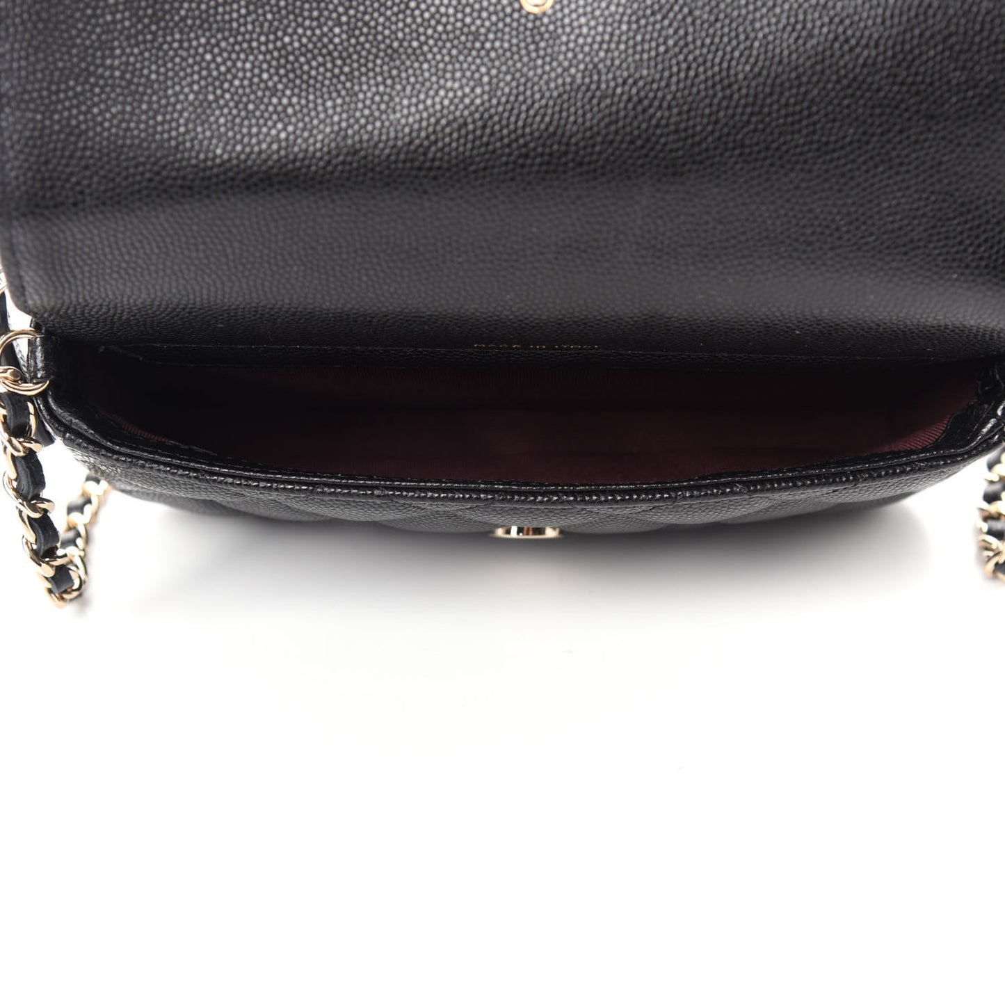 Caviar Quilted Flap Phone Holder With Chain Black