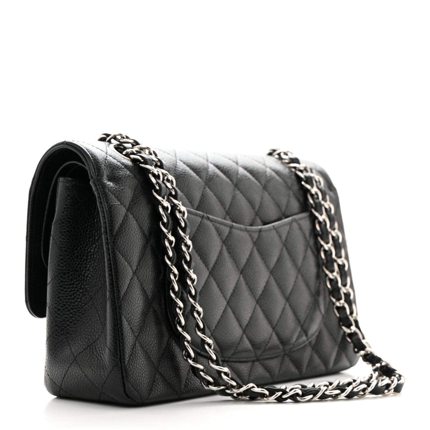 Caviar Quilted Medium Double Flap Black