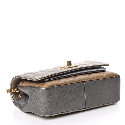 Chanel Lambskin Quilted Private Affair Camellia Flap Pale Gold Silver Dark Gold 5 of 14