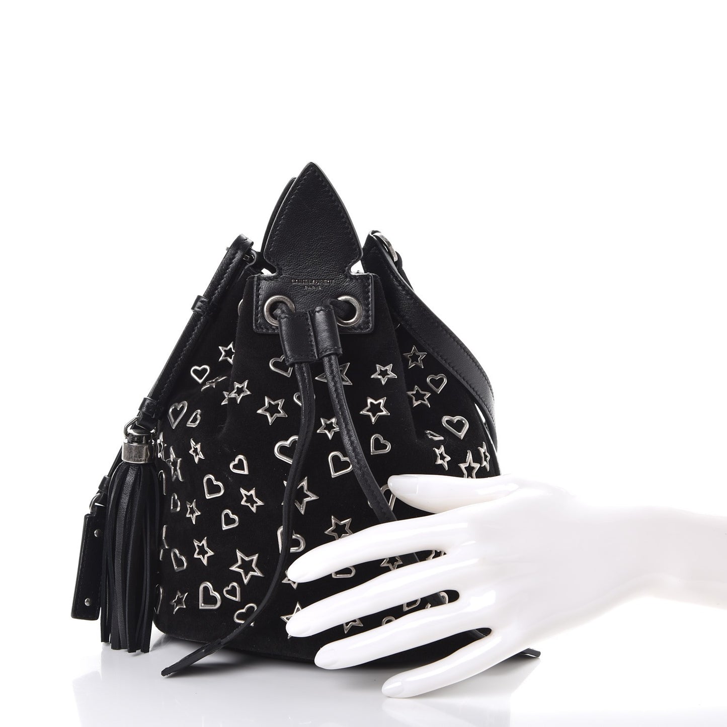 Suede Small Anja Bucket Bag Black