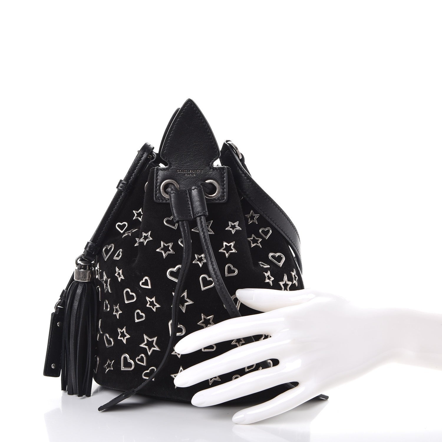 Saint Laurent Suede Small Anja Bucket Bag Black 3 of 10