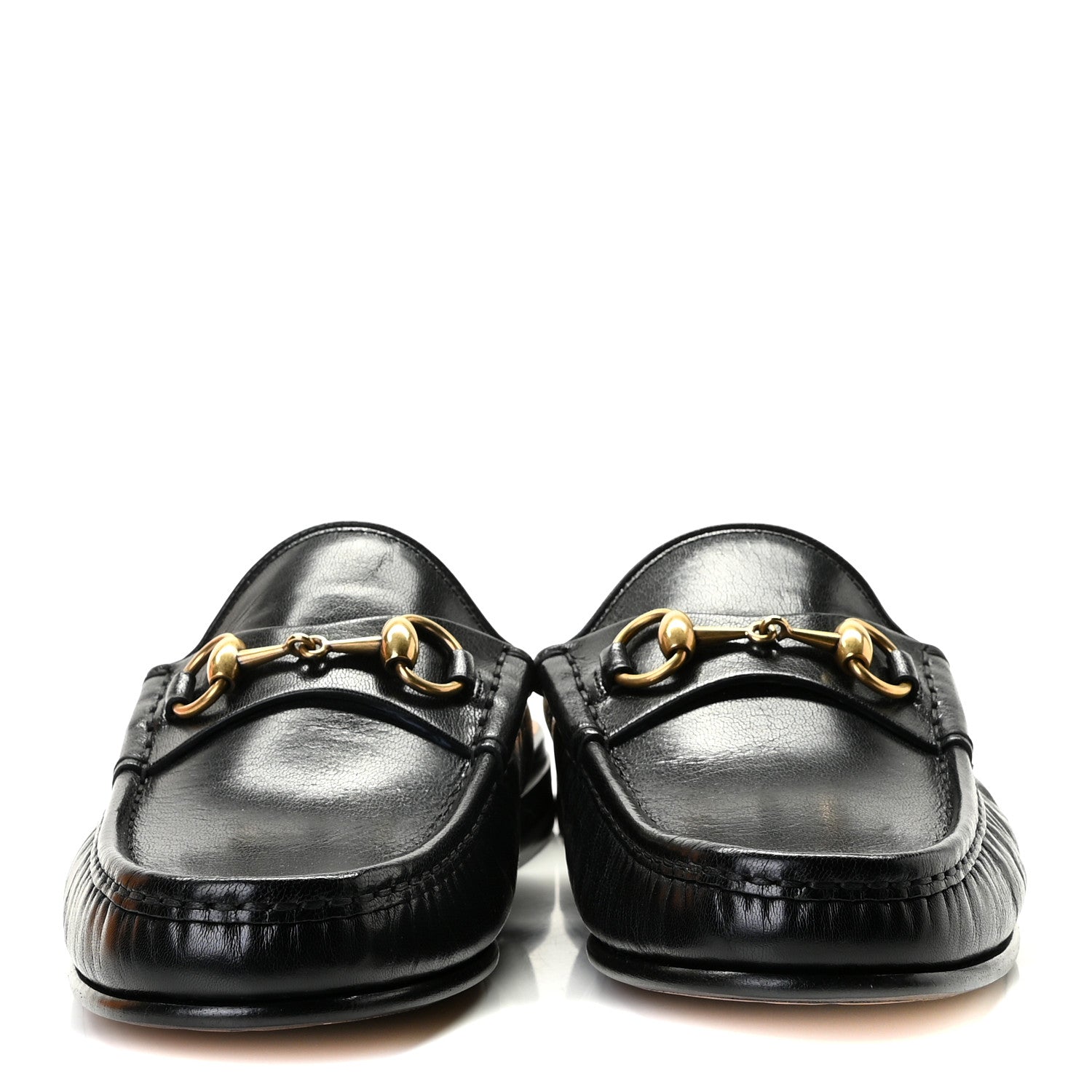 Gucci Goatskin Mens Horsebit Slippers 8 Black 2 of 10