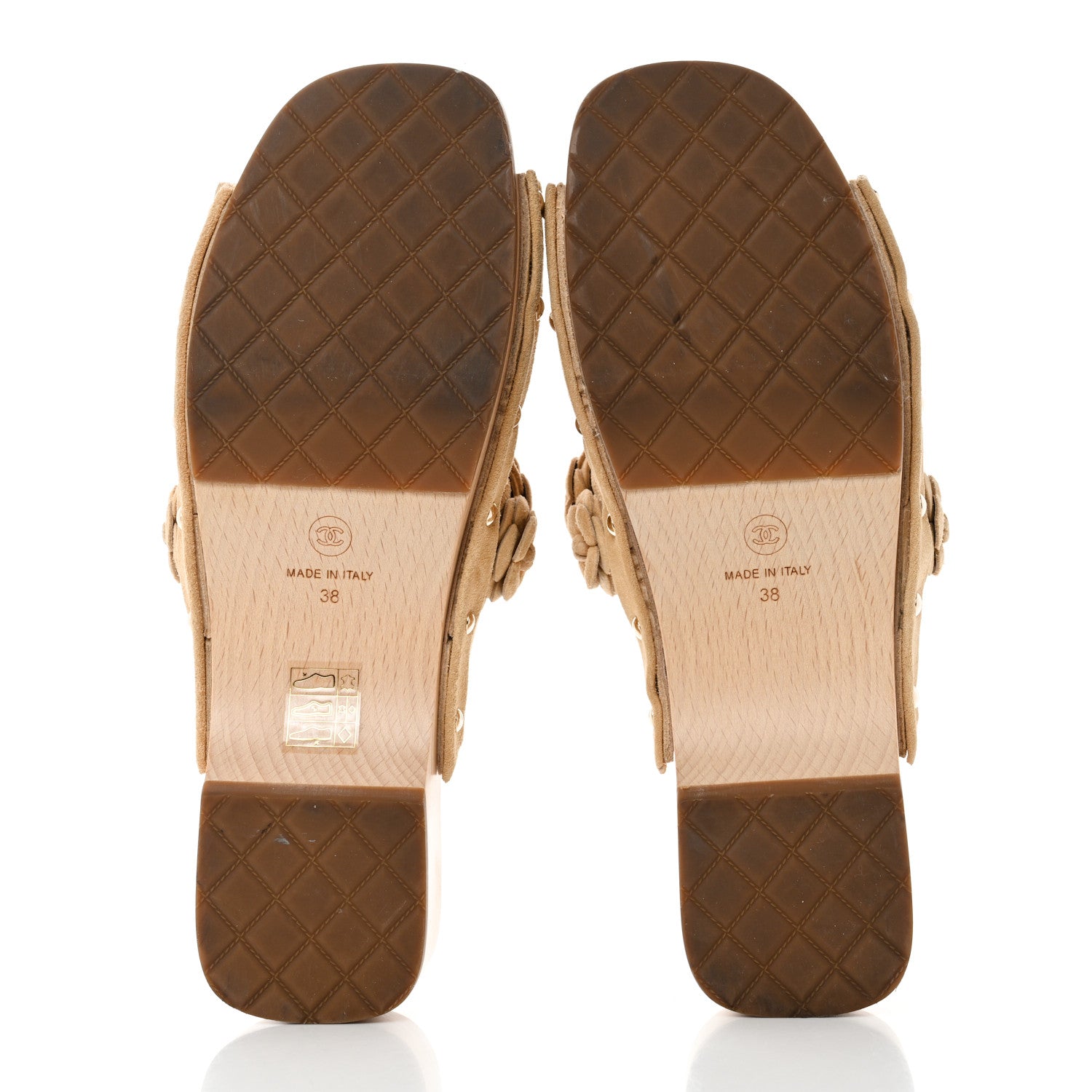 Chanel Suede Calfskin Camellia Mules 38 Beige 5 of 9