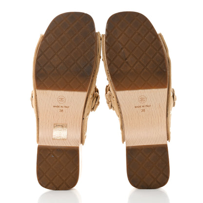 Chanel Suede Calfskin Camellia Mules 38 Beige 5 of 9