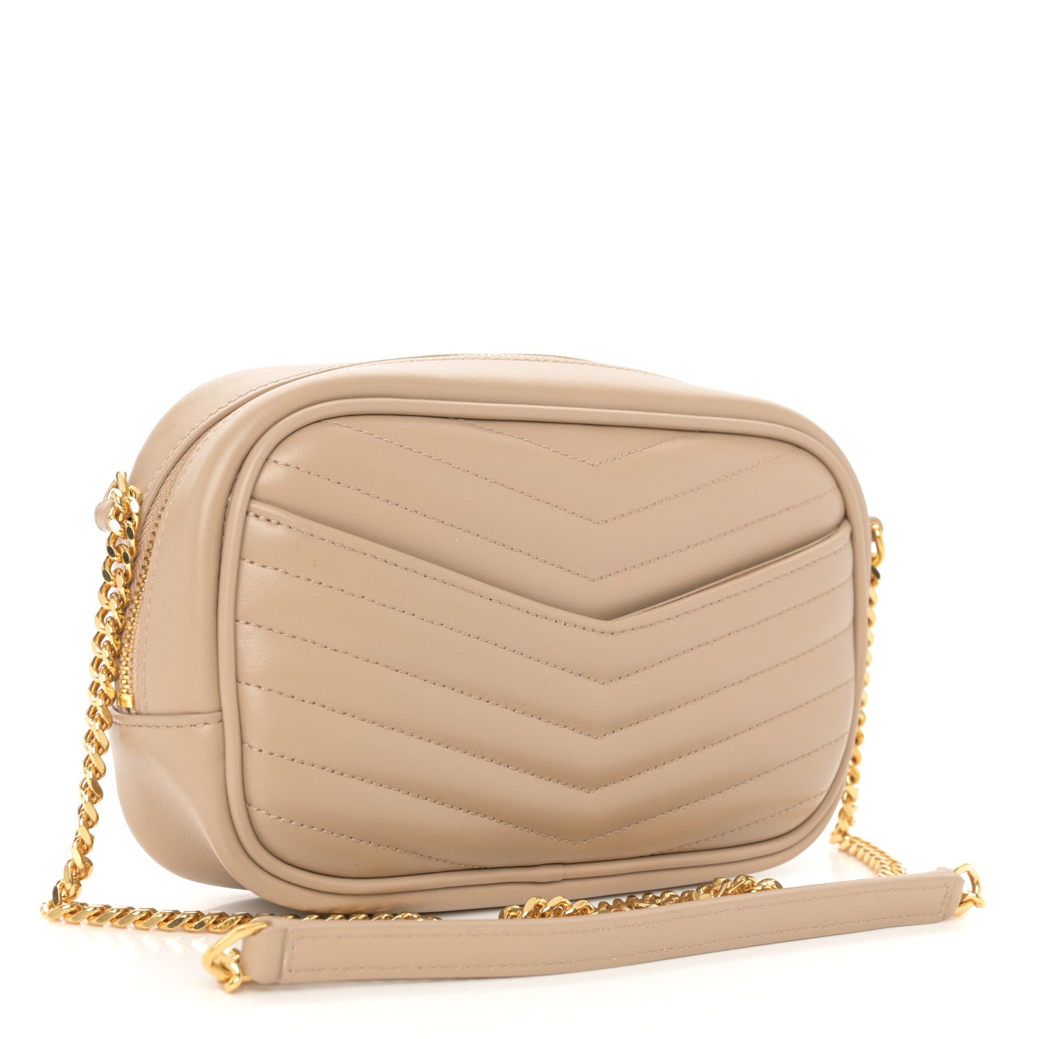 Saint Laurent Grain De Poudre Matelasse Monogram Mini Lou Camera Bag Dark Beige 3 of 12