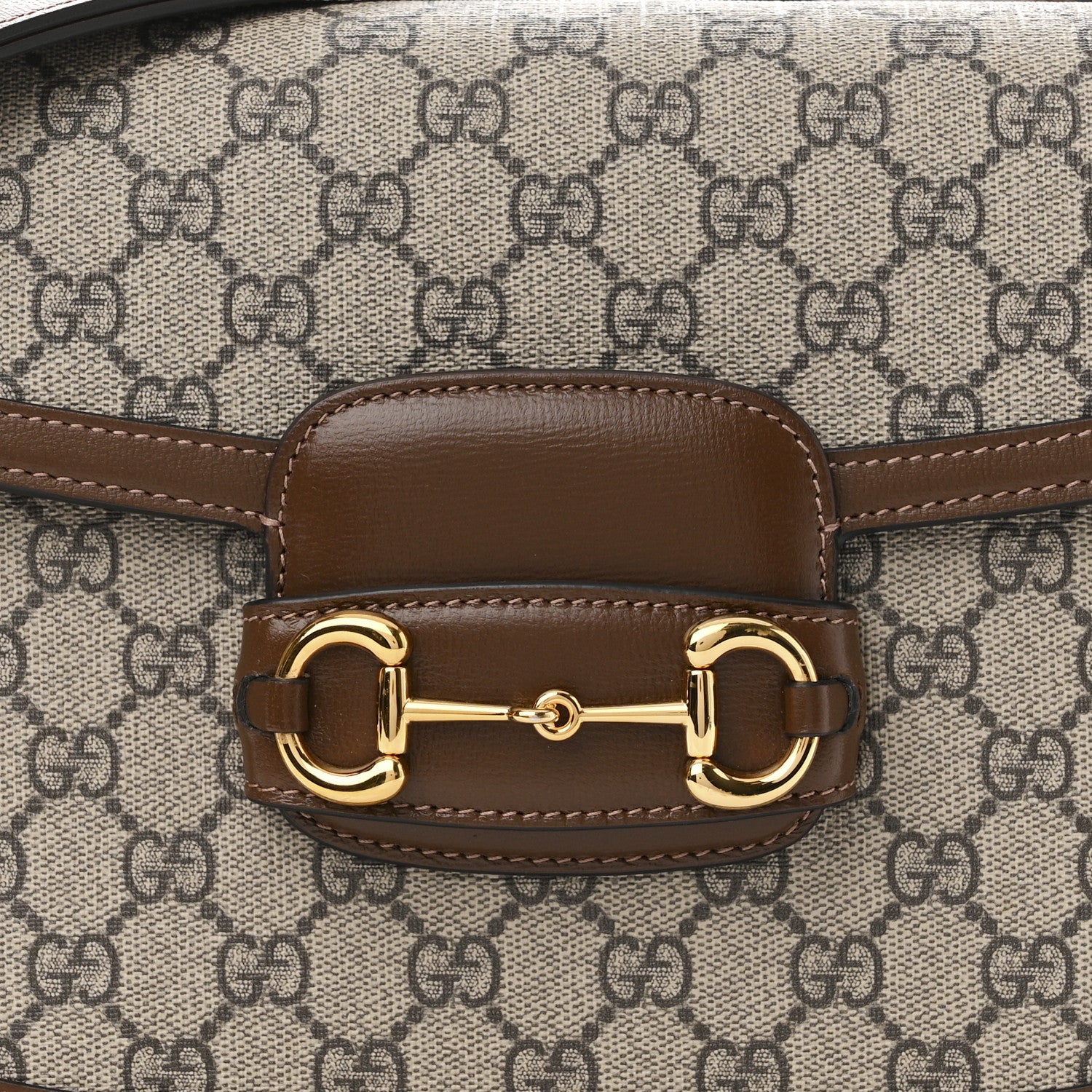 Gucci GG Supreme Monogram Horsebit 1955 Shoulder Bag Beige Brown Sugar 9 of 12