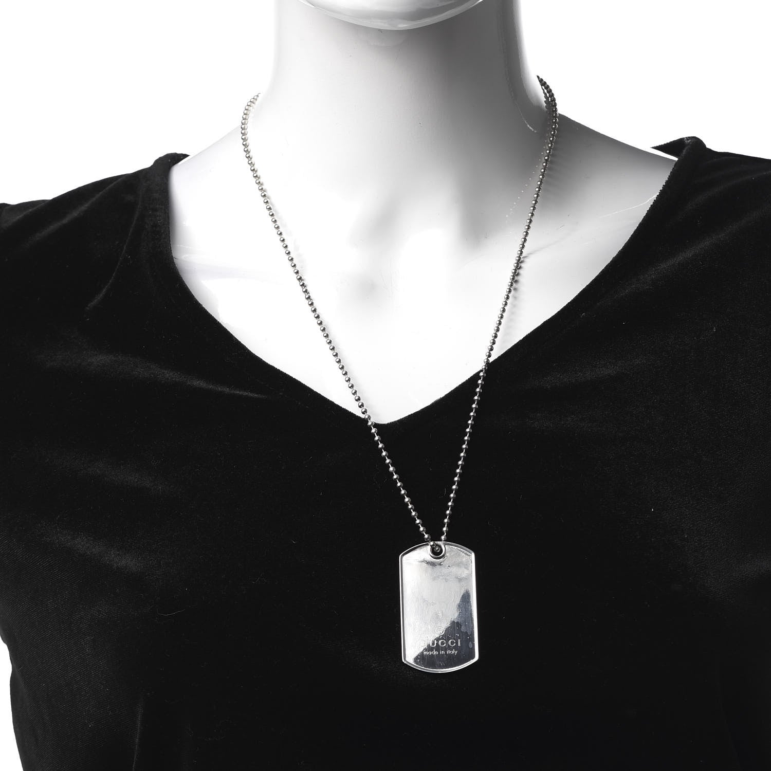 Gucci Sterling Silver Dog Tag Necklace 2 of 8