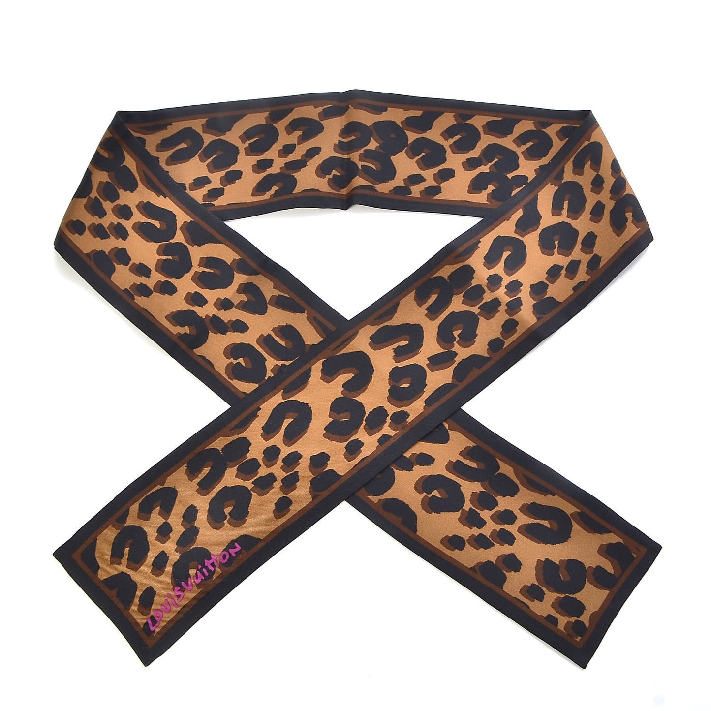 Silk Leopard Bandeau Scarf Marron