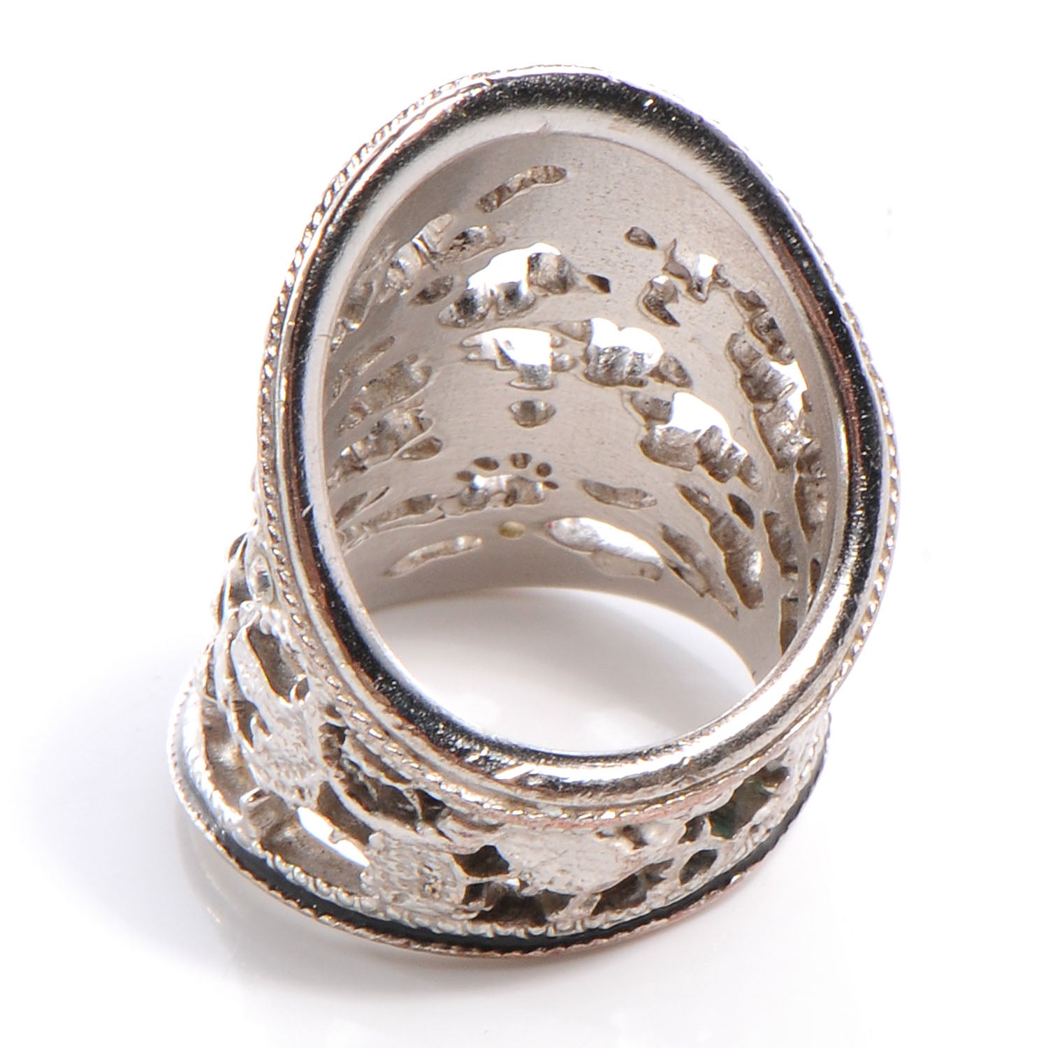 Chanel Filigree CC Cocktail Ring Silver 4 of 5