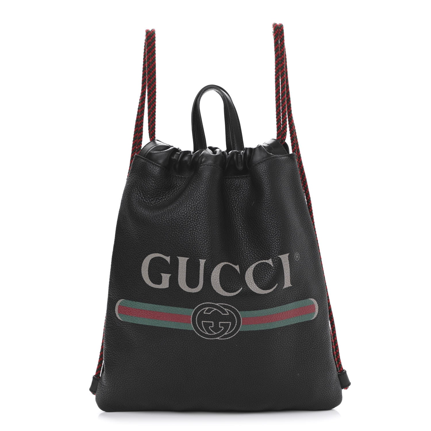 Gucci Calfskin Logo Drawstring Backpack Black 1 of 11