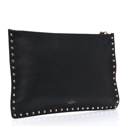 Valentino Garavani Vitello Large Rockstud Zip Pouch Black 3 of 9
