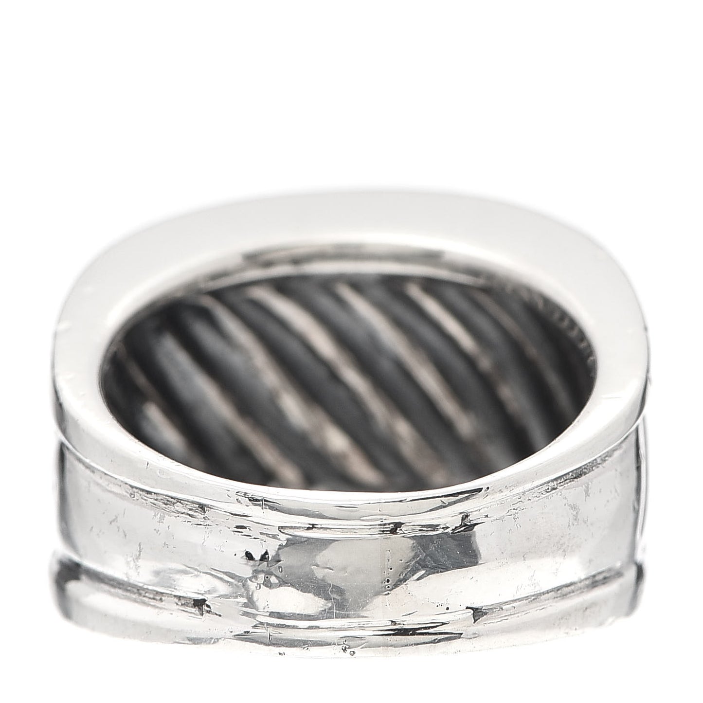 Sterling Silver Diamond Cable Cigar Band Ring 55 7.25