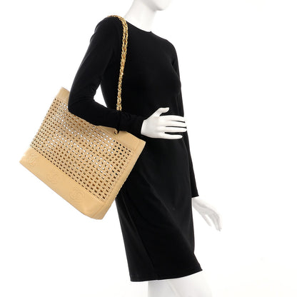 Chanel Lambskin Straw CC Tote Beige 2 of 6