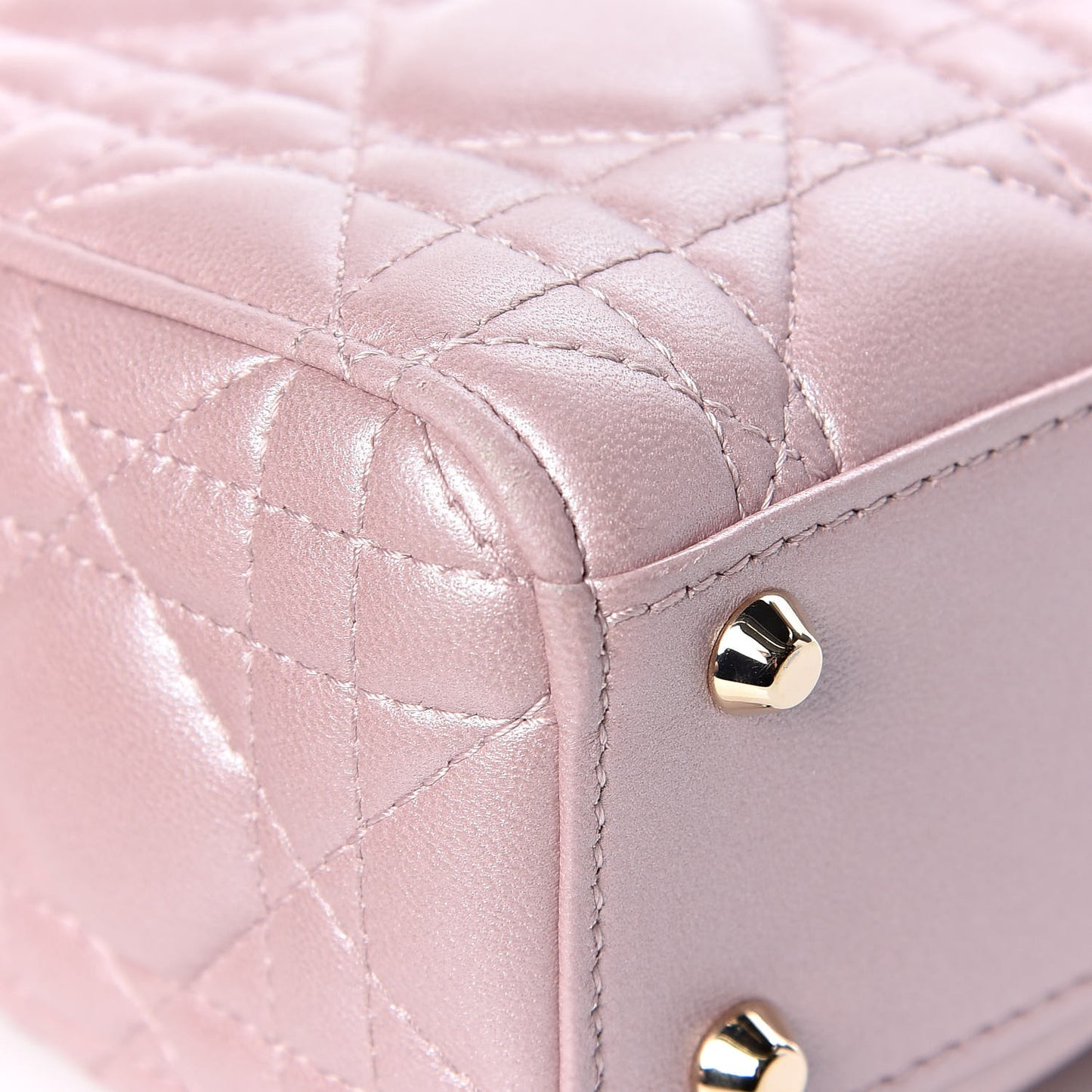 Metallic Lambskin Cannage Mini Lady Dior Lotus