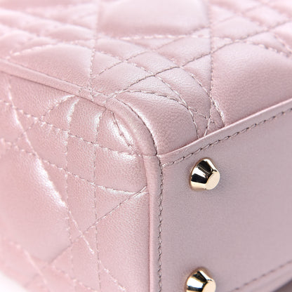 Christian Dior Metallic Lambskin Cannage Mini Lady Dior Lotus 9 of 14
