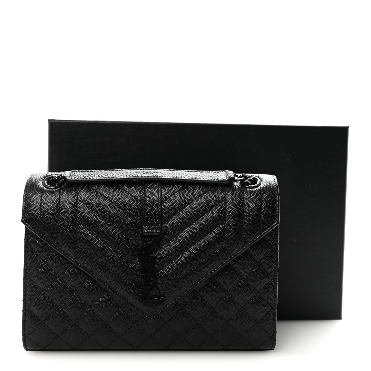 Grain De Poudre Textured Mixed Matelasse Triquilt Medium Monogram Monochrome Satchel Black