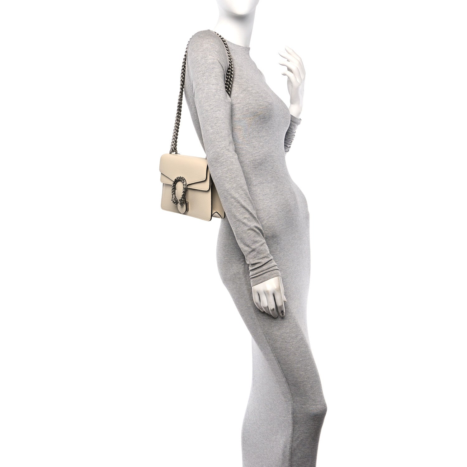 Gucci Textured Calfskin Crystal Mini Dionysus Shoulder Bag Mystic White 2 of 11