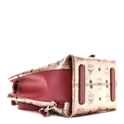 MCM Metallic Visetos Small Essential Backpack Champagne Gold 5 of 11