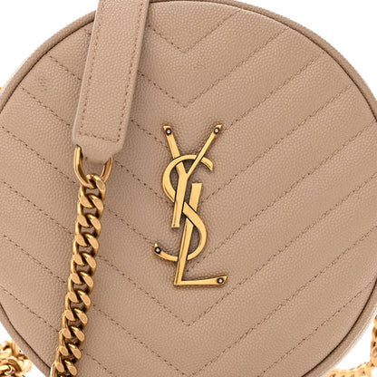 Saint Laurent Grain De Poudre Matelasse Chevron Quilted Vinyle Round Camera Bag 8 of 12