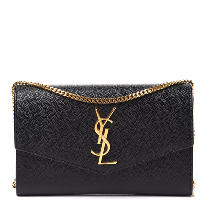 Saint Laurent Grain De Poudre Uptown Chain Wallet Black 1 of 10