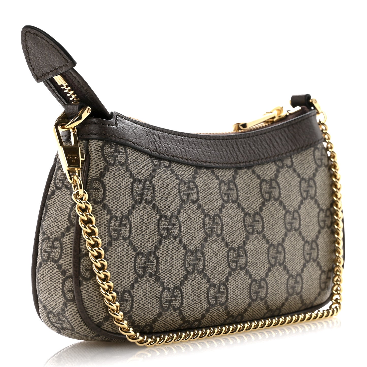 GG Supreme Monogram Textured Dollar Calfskin Mini Ophidia Chain Bag Beige Ebony