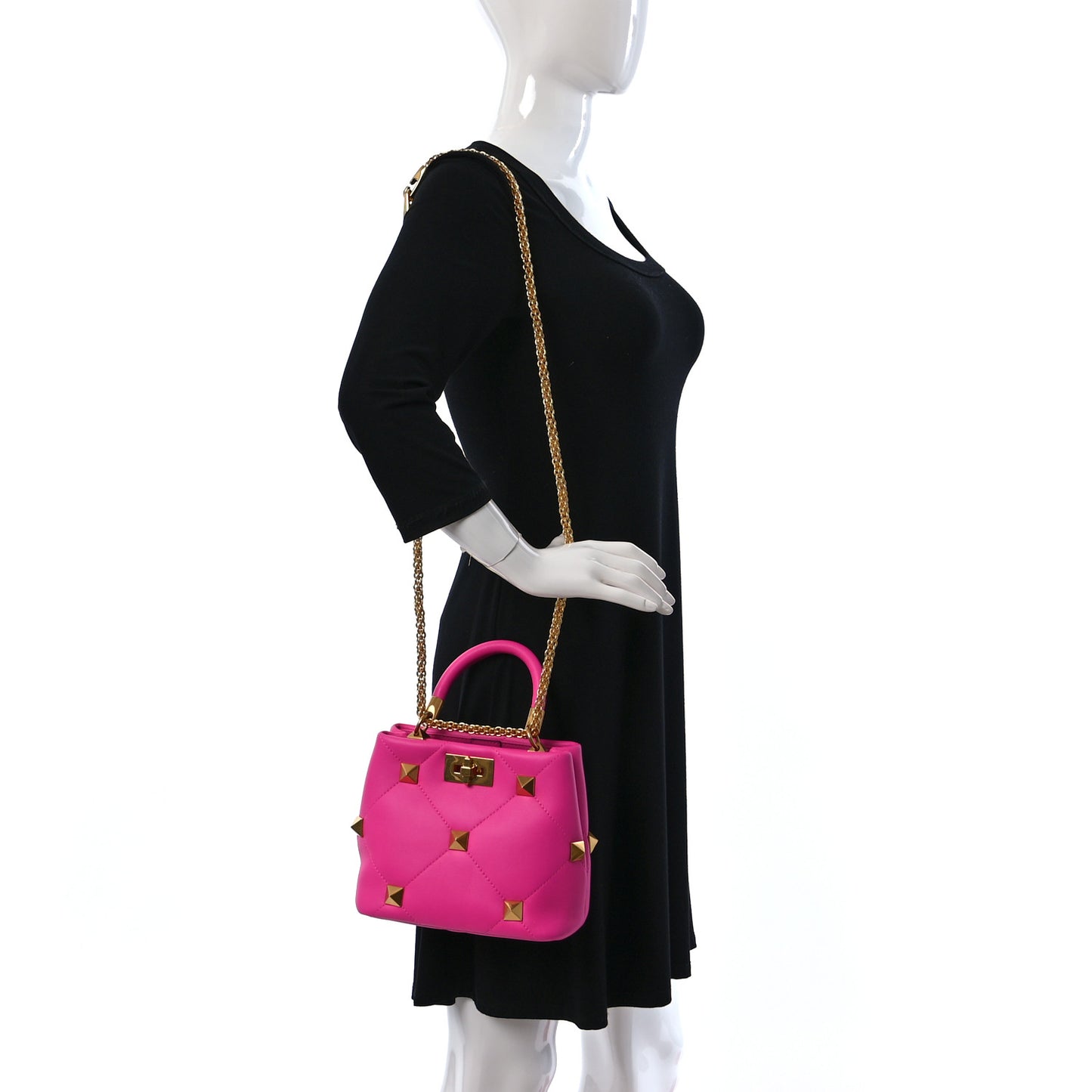 Nappa Small Roman Stud The Handle Bag Pink PP