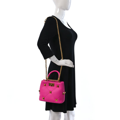 Valentino Garavani Nappa Small Roman Stud The Handle Bag Pink PP 2 of 8