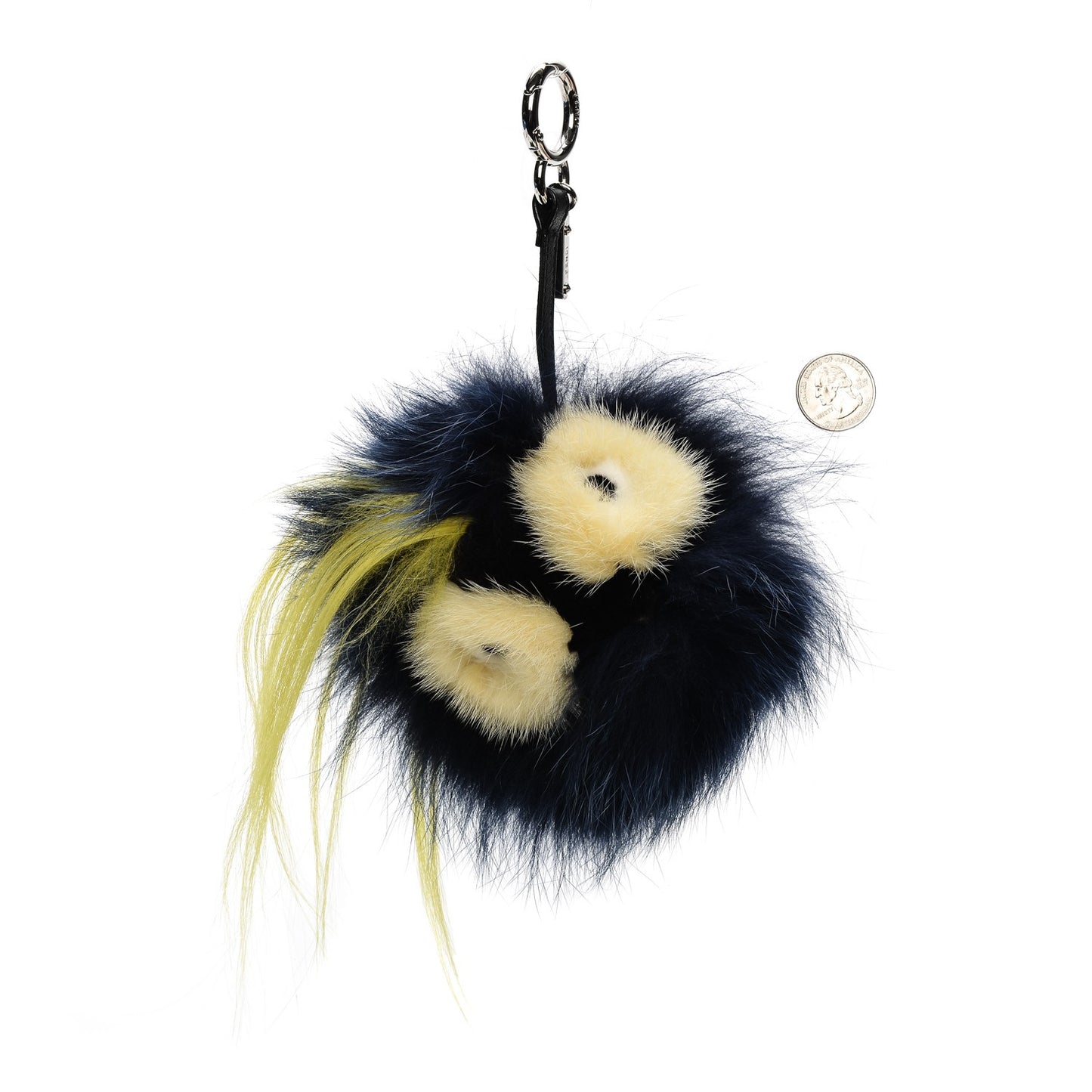 Fox Rabbit Goat Mink Fur Vitello Flamingo Zesty Monster Bag Bug Charm Navy Yellow