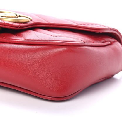 Gucci Calfskin Matelasse Super Mini GG Marmont Shoulder Bag Hibiscus Red 9 of 10