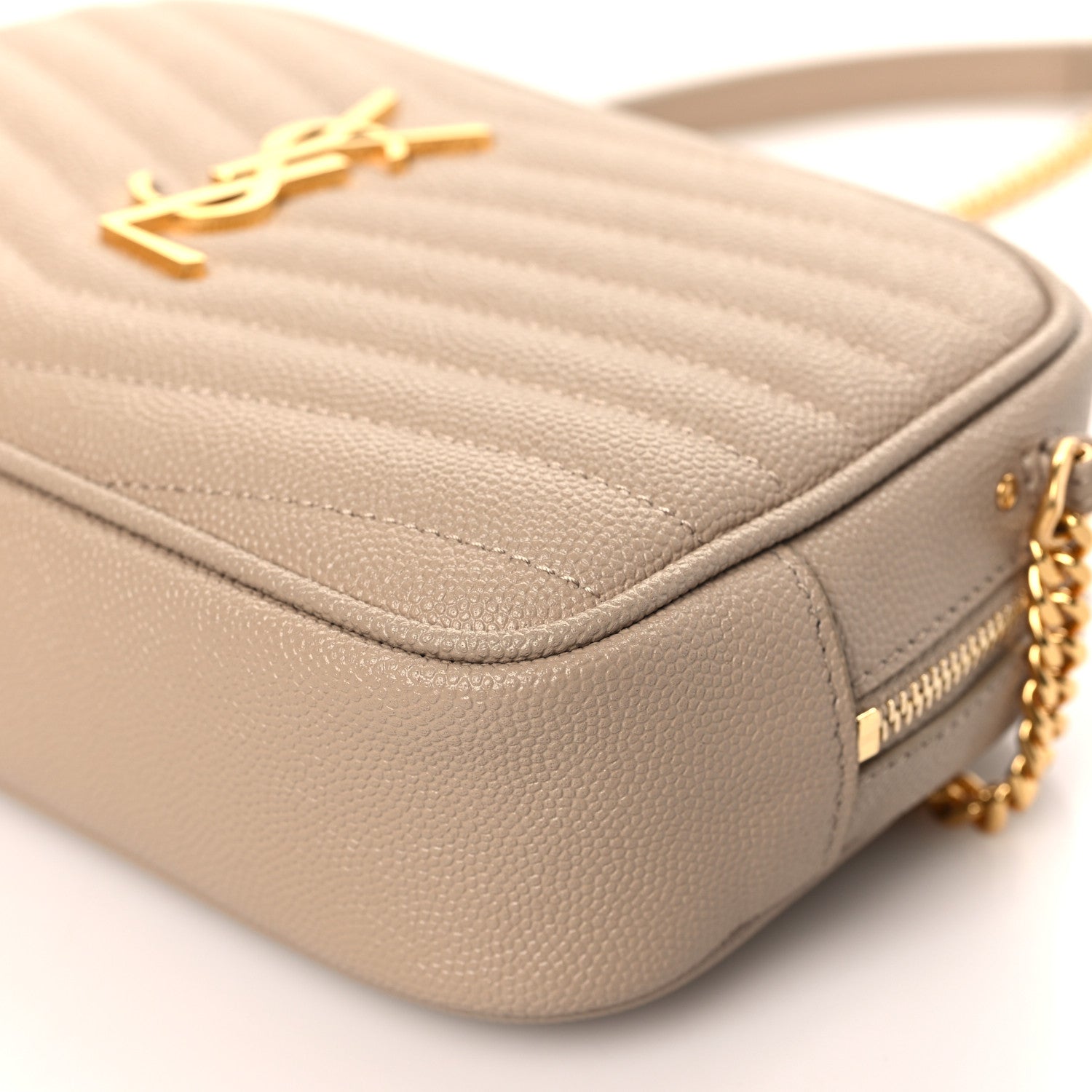 Saint Laurent Grain De Poudre Matelasse Monogram Mini Lou Camera Bag Dark Beige 8 of 8