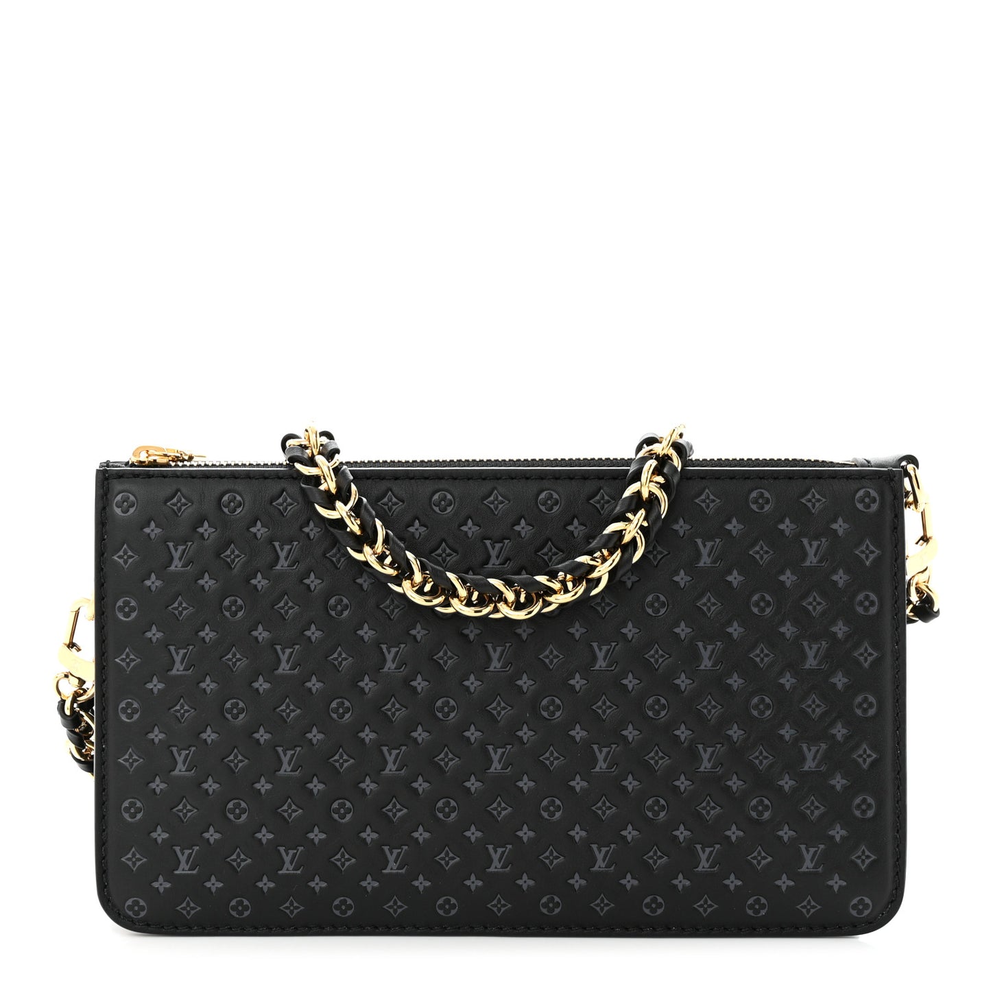 Calfskin Nanogram Embossed Lexington Pouch Black