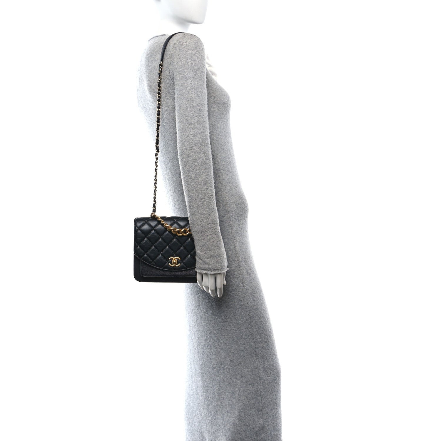 Chanel Calfskin Caviar Quilted Chain Handle Flap Black 2 of 10