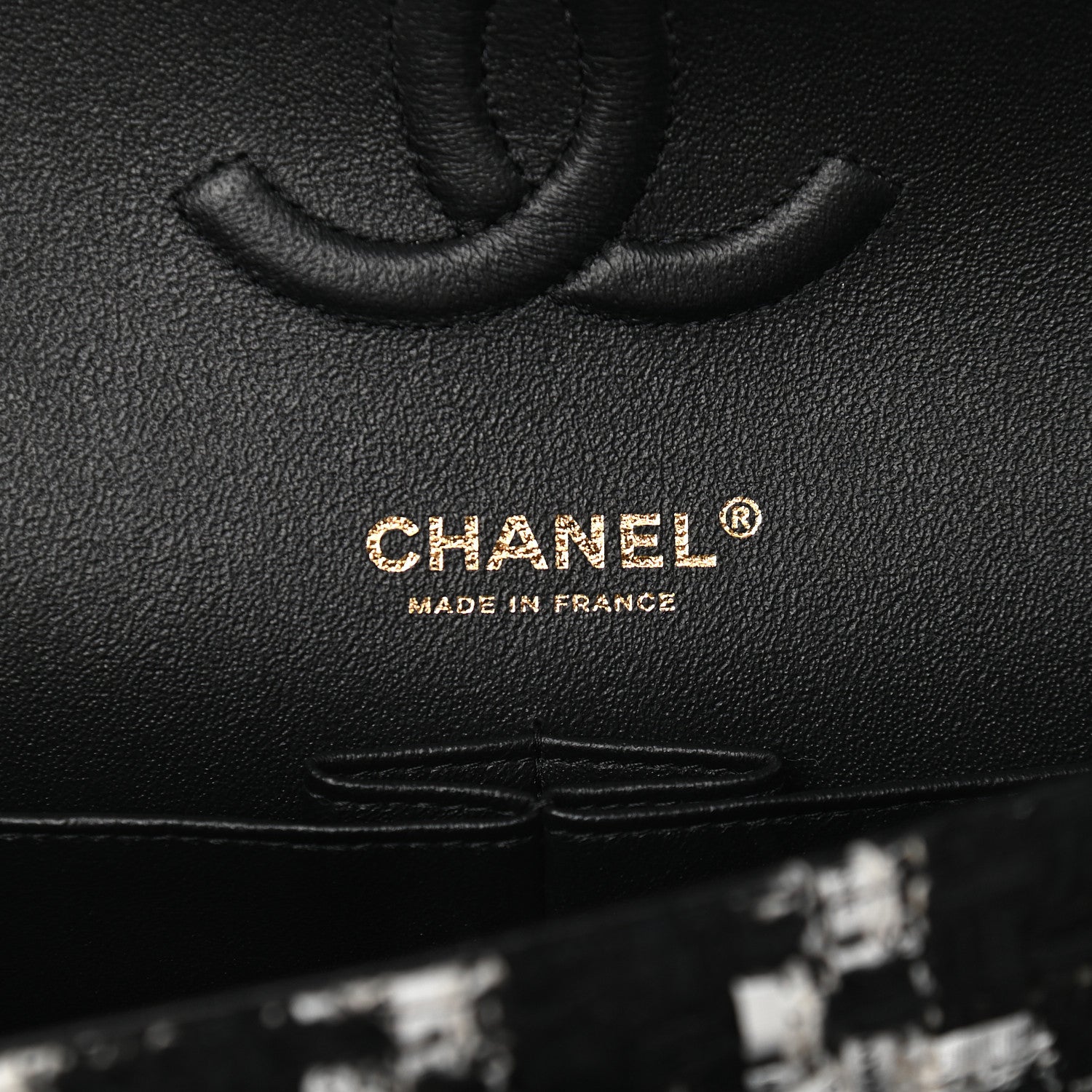 Chanel Tweed Quilted Medium Double Flap Black Ecru White 6 of 10