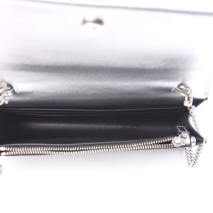 Saint Laurent Metallic Grain De Poudre Kate Monogram Tassel Chain Wallet Silver 4 of 11
