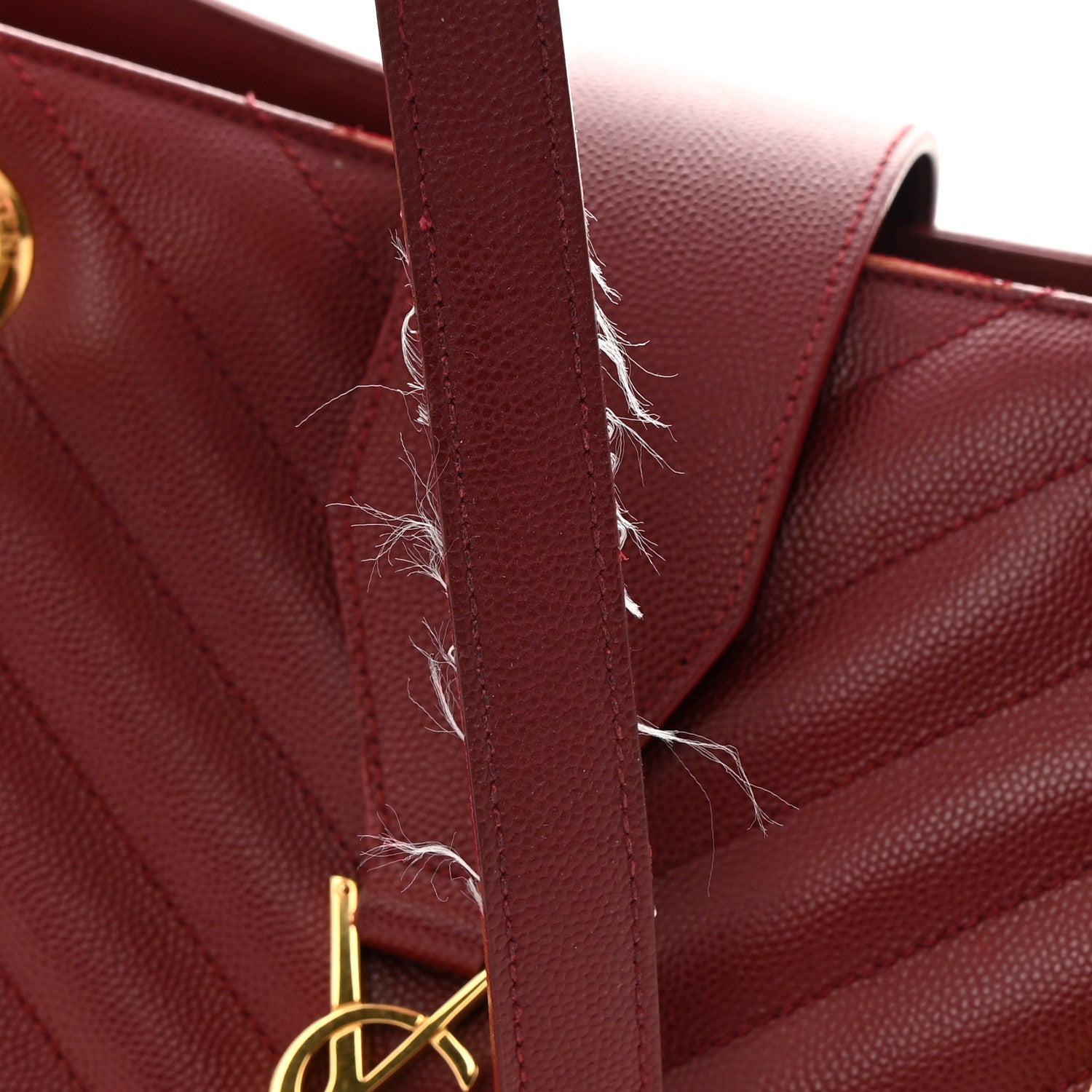 Saint Laurent Grain De Poudre Matelasse Chevron Monogram Shopping Bag Oxblood 12 of 14