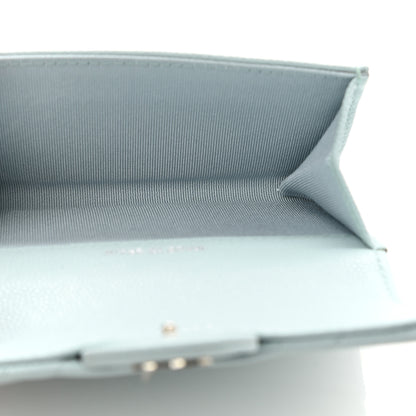 Chanel Caviar Quilted Flap Card Holder Wallet Light Blue 5 of 8