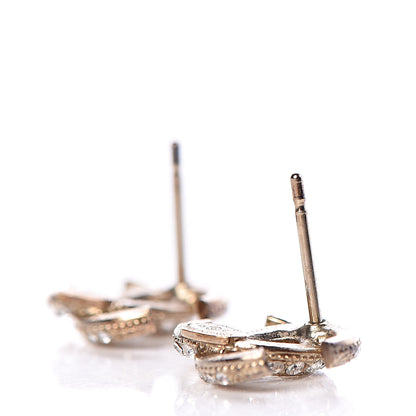 Chanel Crystal CC Moon Earrings Gold 3 of 5