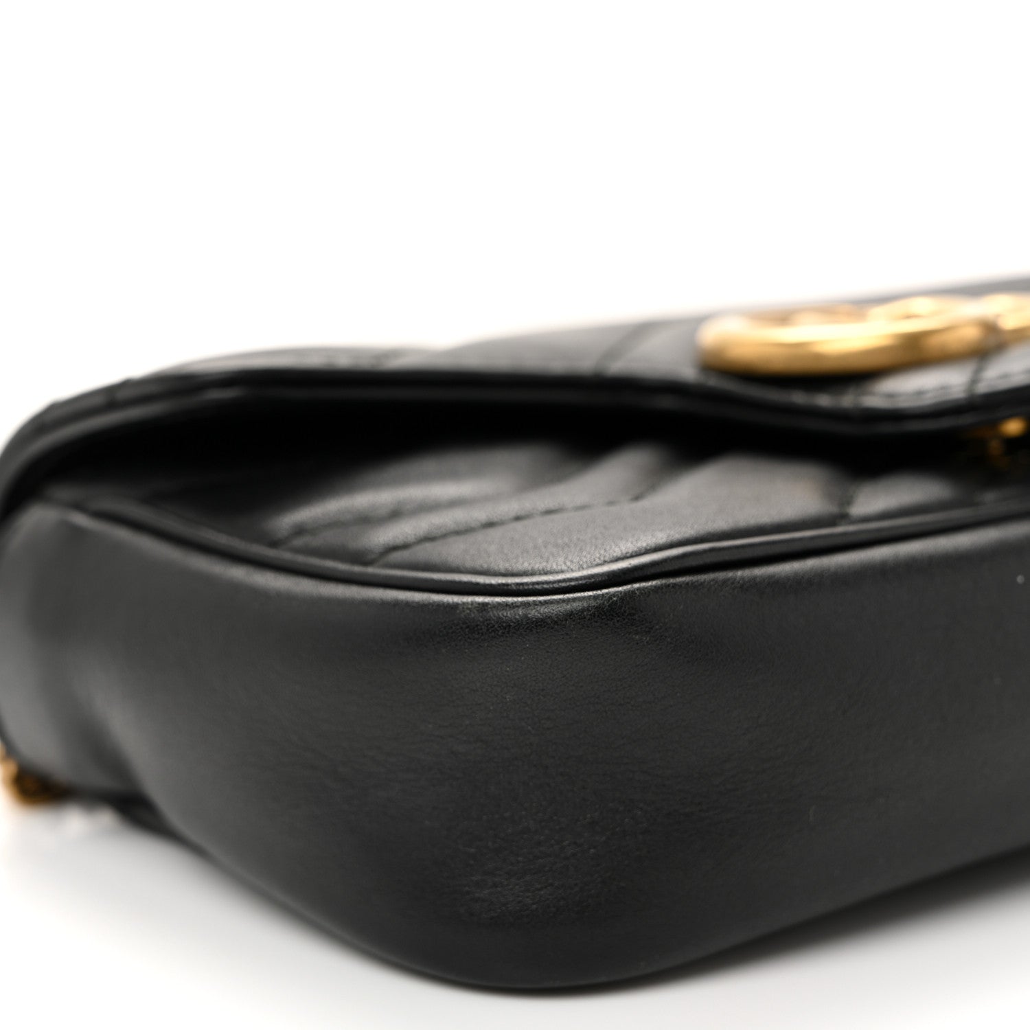 Gucci Calfskin Matelasse Super Mini GG Marmont Shoulder Bag Black 9 of 10
