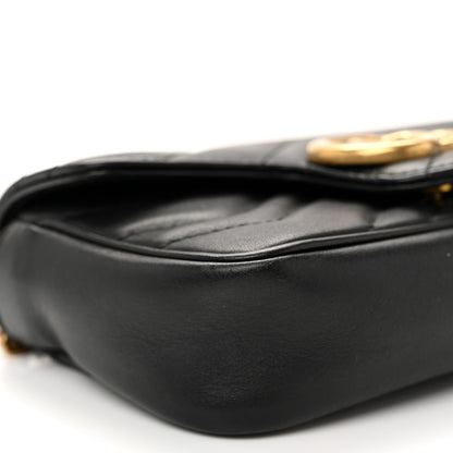 Gucci Calfskin Matelasse Super Mini GG Marmont Shoulder Bag Black 9 of 10