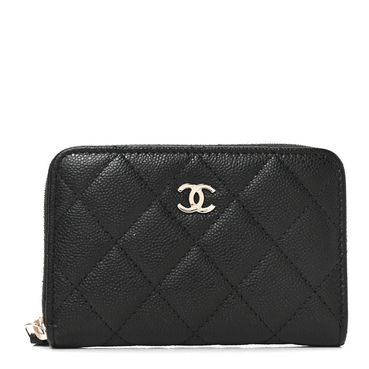 Caviar Quilted Zip Coin Purse Black