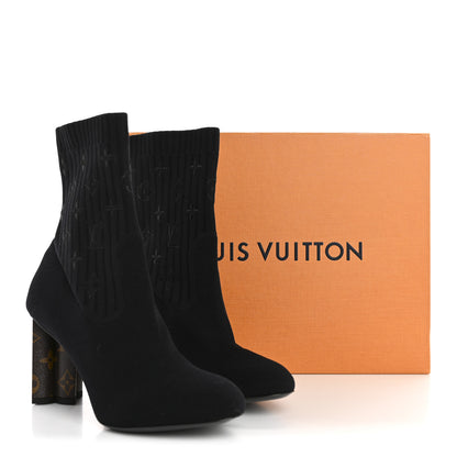 Louis Vuitton Monogram Stretch Fabric Silhouette Ankle Boots 40 Black 9 of 9
