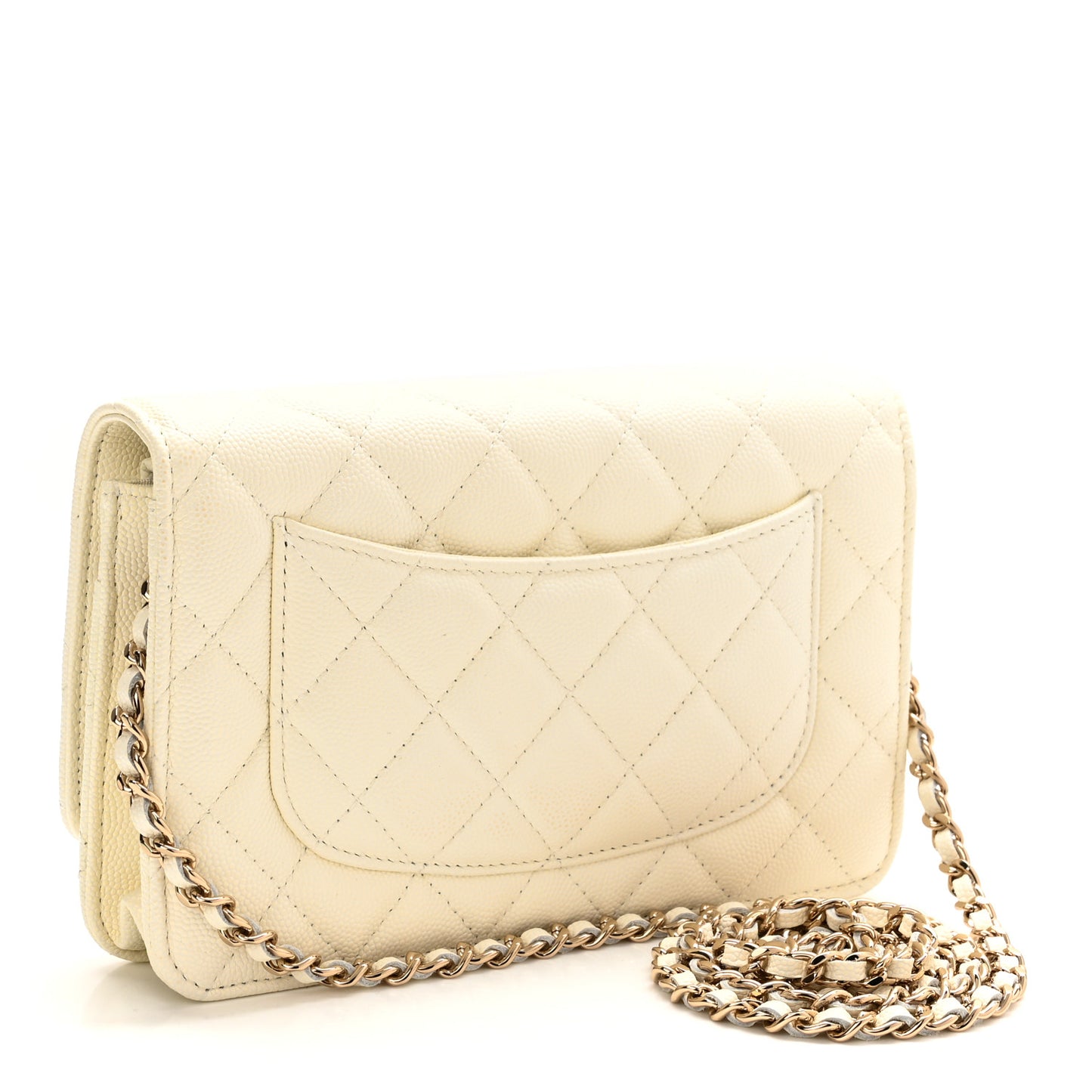 Caviar Quilted Wallet On Chain WOC White