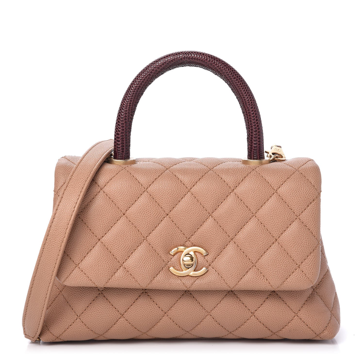 Chanel Caviar Lizard Quilted Mini Coco Handle Flap Beige 1 of 11