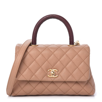 Chanel Caviar Lizard Quilted Mini Coco Handle Flap Beige 1 of 11