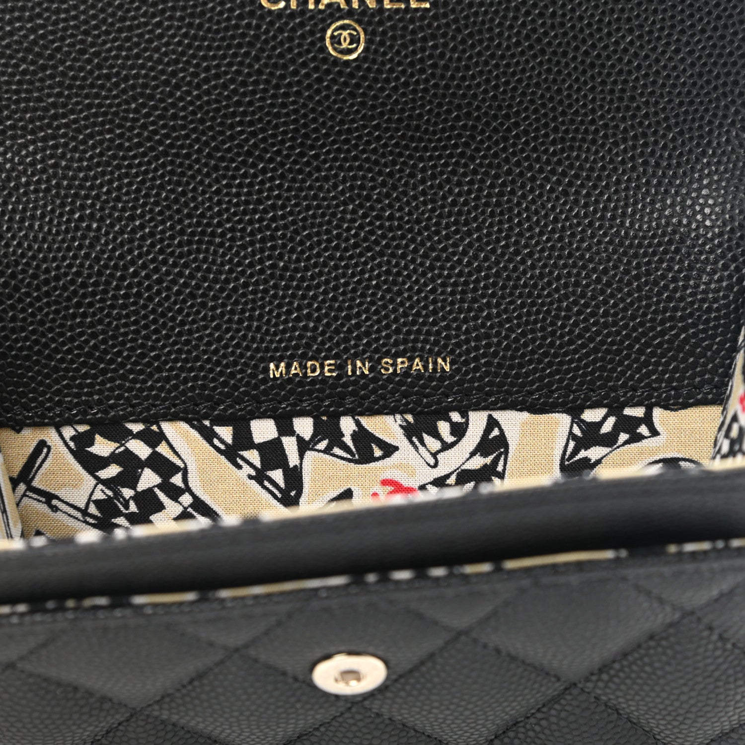 Chanel Caviar Quilted Striated CC Flap Card Holder Black 7 of 9