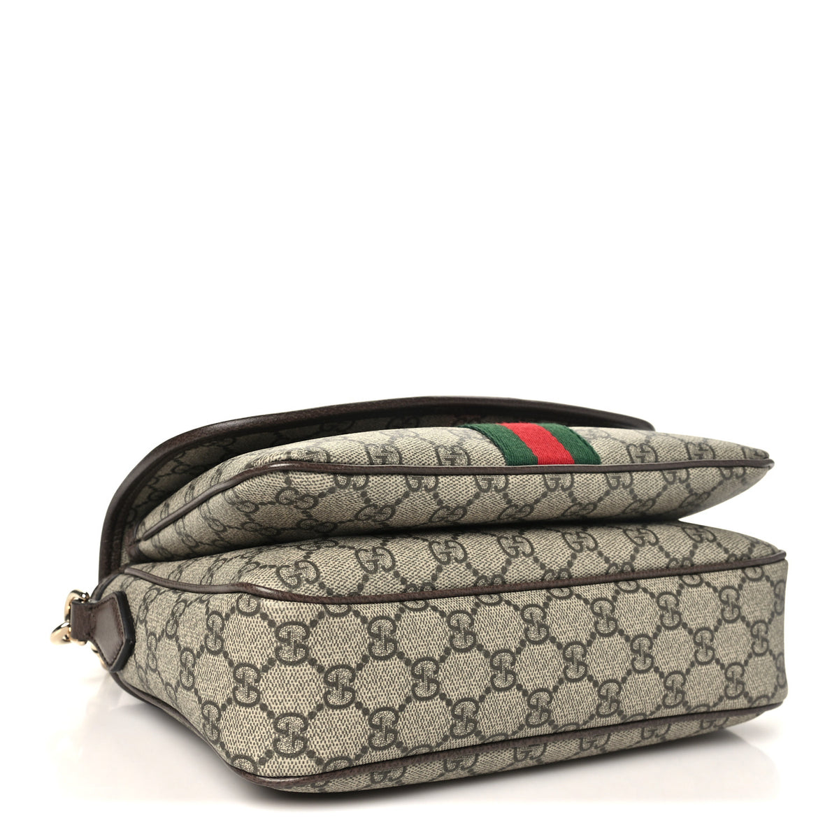 Gucci GG Supreme Monogram Textured Dollar Calfskin Medium Ophidia Top Handle Shoulder Bag Beige Brown 4 of 10