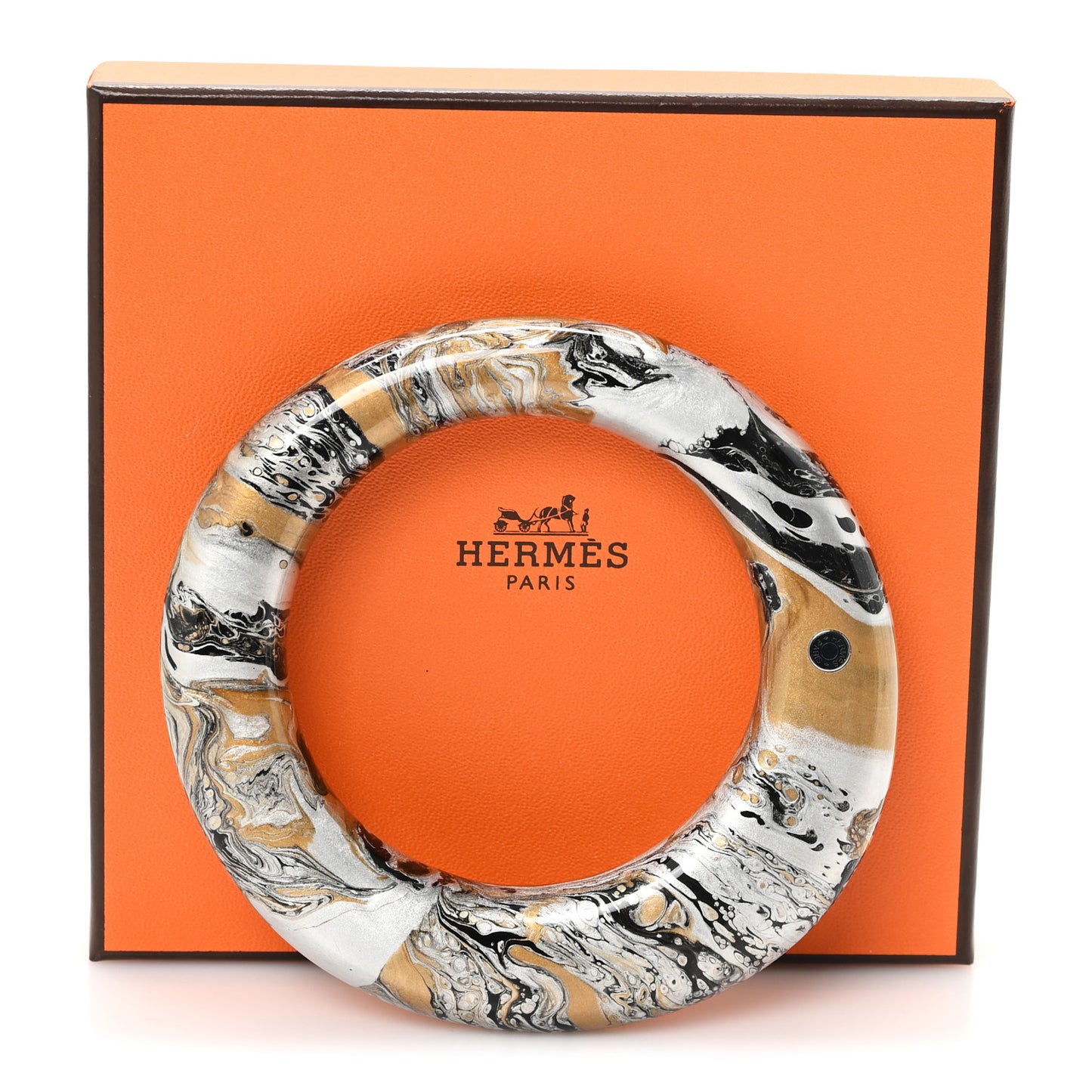 Lacquered Wood GM Stellair Bangle Bracelet T3 Silver Gold Black