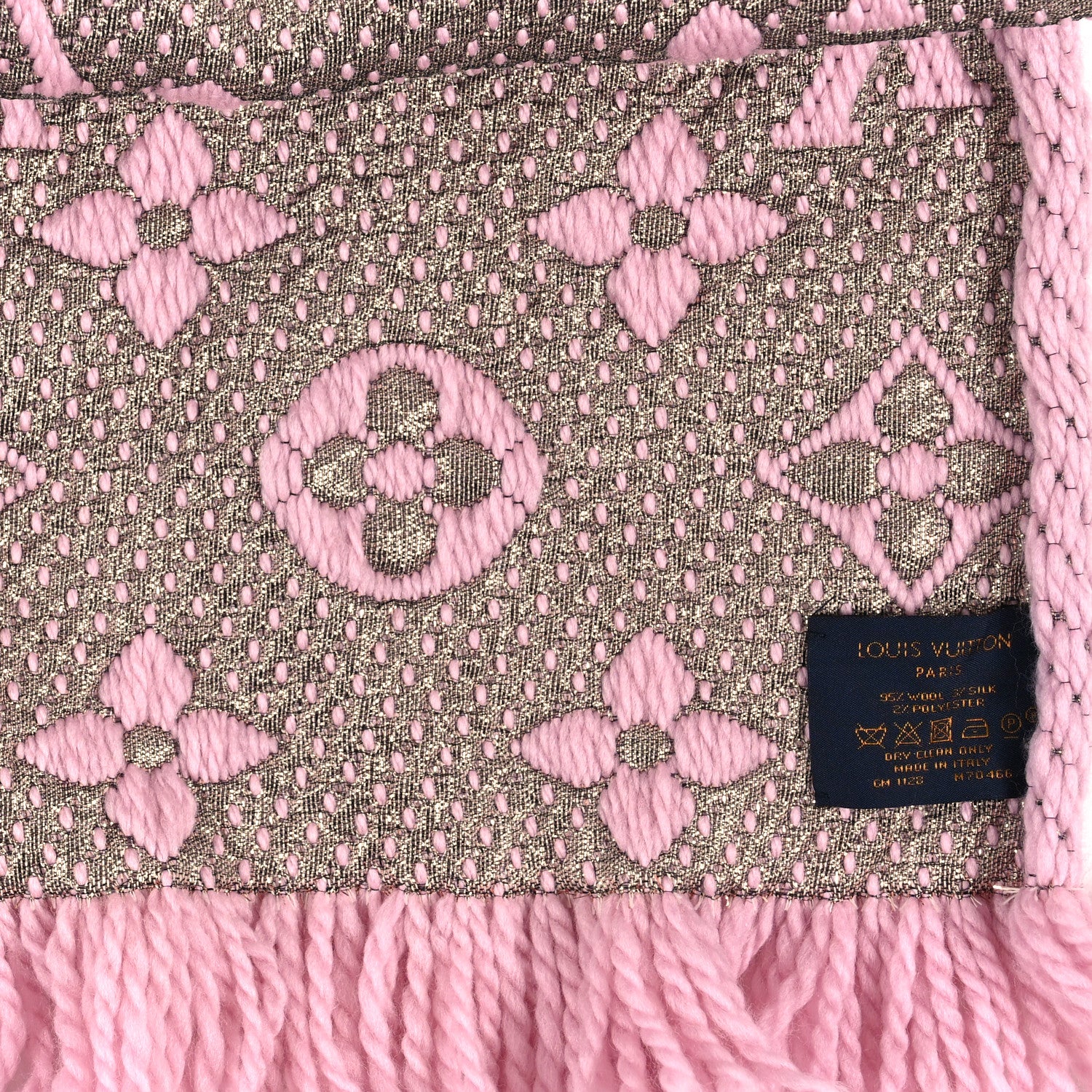 Louis Vuitton Wool Silk Logomania Shine Scarf Pink 3 of 3